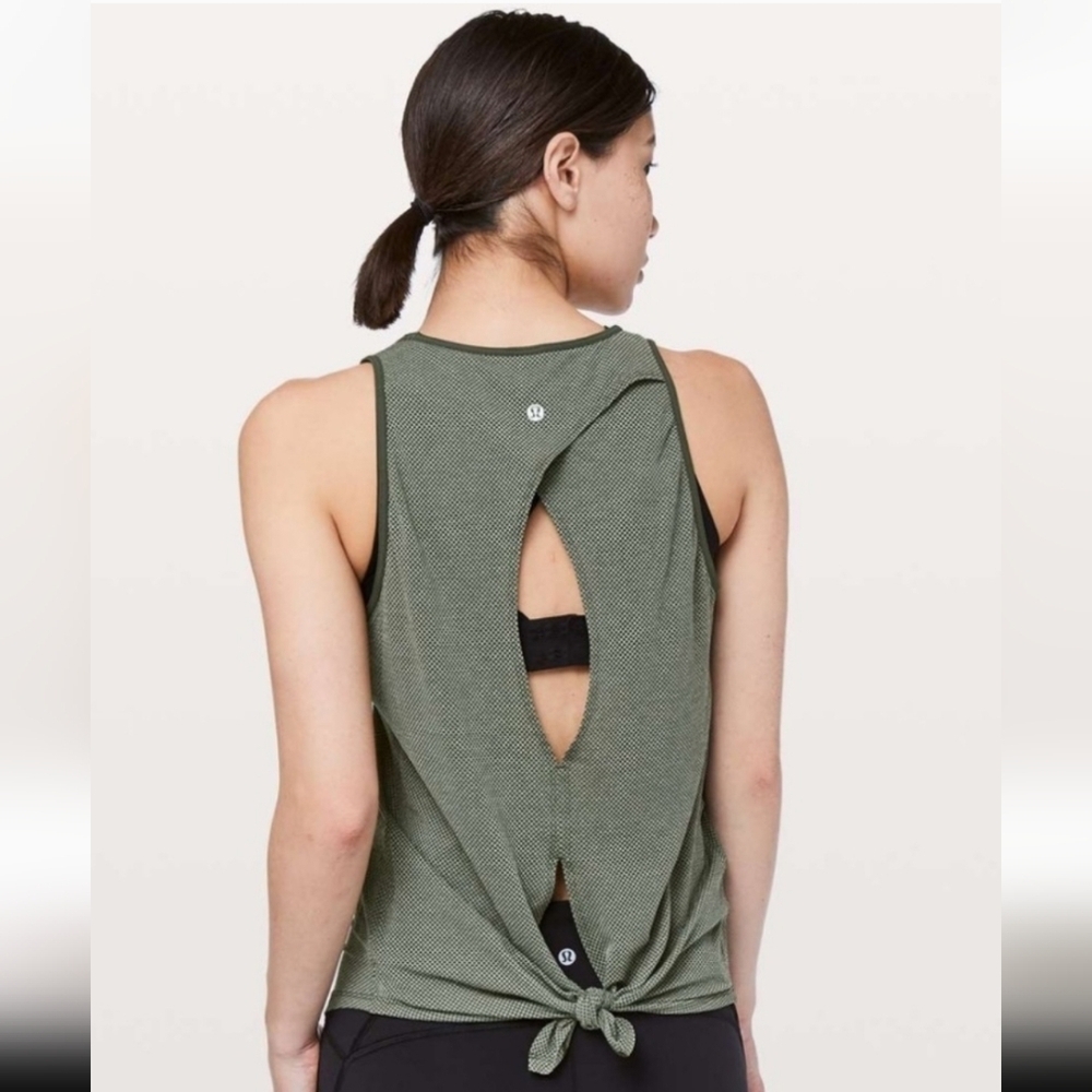 Lululemon Open Up Tank with Keyhole Back In Camo Green